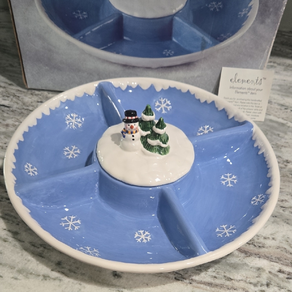 Elements Blue Snowflake Chip and Dip Platter